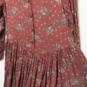 Phool Women Midi‎ Dress M Rust Brown Feather Academia Goblin Gremlin Whimsigoth thumbnail 5