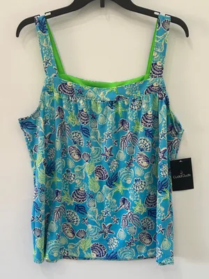 Cuddl Duds Pajama Set Cozy 2pc Tank Top Shorts NEW Blue Seashells XL thumbnail 3