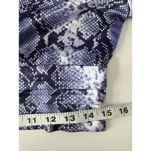 Topshop Python Snake Print Satin Crop Top Navy Mock Neck Long Sleeve Chic Blouse thumbnail 11