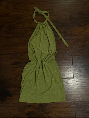 SheIn Halter Neck Green Knit Dress - Women thumbnail 2