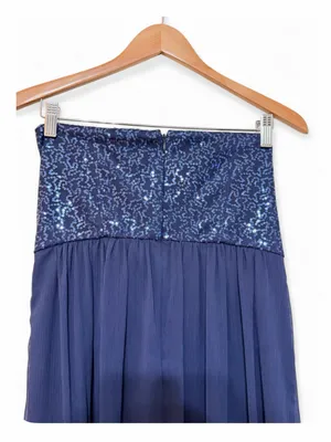 Max and Cleo BCBG Symmetrical Strapless Dark Night Sequence Maxi Dress Size 12 thumbnail 14