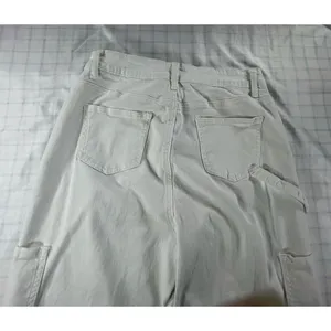 White High Rise Utility Cargo Pants Jeans Size 6 Straight Wide Leg Carpenter thumbnail 8