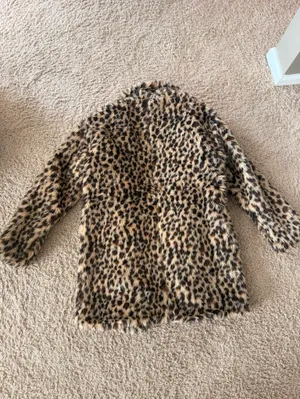 Angie Leopard Print Faux Fur Teddy Jacket - Black, Tan, Brown thumbnail 5