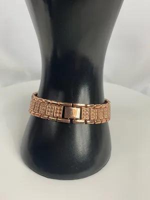 Women’s Rose Gold Tone Rhinestone Watch Roman Numeral Link Bracelet thumbnail 2