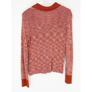 Free‎ People Making Memories Collared Sweater Women's Size L Orange Preppy thumbnail 3
