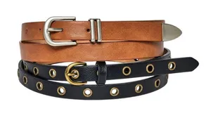 NWT Universal Thread 2-Pack Faux Leather Grommet Buckle Belts Black / Brown S thumbnail 1