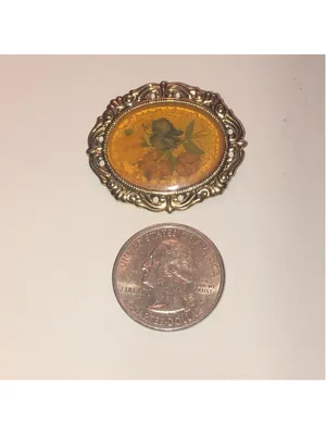Vintage Gold Tone Floral Oval Boho Brooch Shoulder Pin thumbnail 3