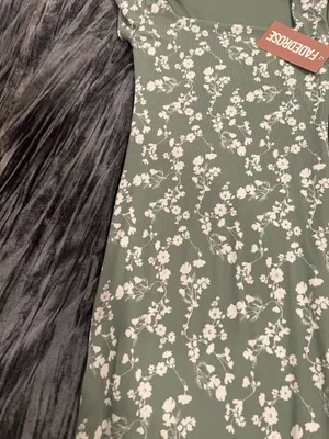 Floral Green Ribbed Maxi Dress Size M by faded rose thumbnail 2