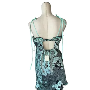NWT Free People Retro Daisy Asymmetric Slipdress Large, BLACK COMBO thumbnail 14