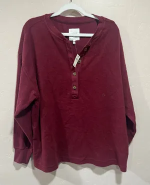 New American Eagle Aerie Sherpa Henley Sweatshirt thumbnail 1
