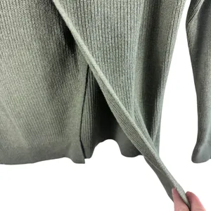 Abercrombie Fitch Women Green Ribbed Knit Button Detail Long Sleeve Sweater‎ M thumbnail 4