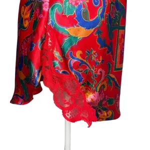 Victoria's Secret Vintage Gold Label Slip Dress Chemise S Red Lace Paisley Satin thumbnail 4