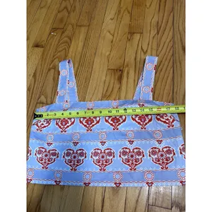 Hill House The Clara Boxy Crop Square Neck Top in Poppy Damask Stripe Size Large thumbnail 7