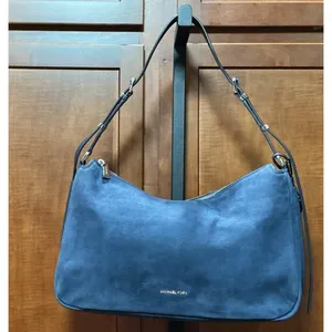 Michael Kors Nolita Medium Blue Suede Convertible Shoulder Hobo Bag 30F5GY5M2L thumbnail 2