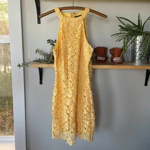 Lulu’s Love Poem Butter Yellow Lace Mini Dress Size Small thumbnail 5