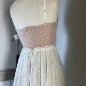 White Fox Boutique Strapless maxi sheer Dress in Pink and White thumbnail 10