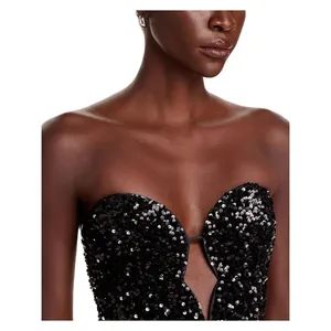NWT Bardot Womens Strapless Sleeveless Eleni Sequined Mini Dress Black S (US 4) thumbnail 2