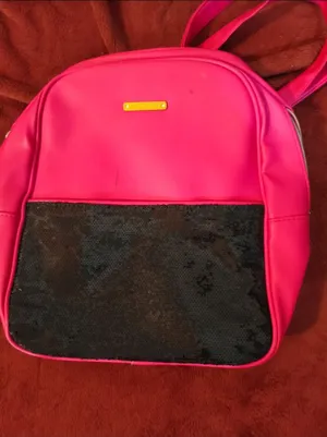 Juicy Couture Hot Pink & Black Faux Leather Backpack Sequence thumbnail 1