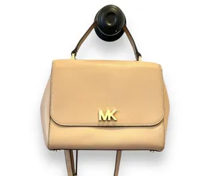 Michael Kors | Mott Beige Leather Top Handle Satchel Crossbody Gold Hardware thumbnail 11