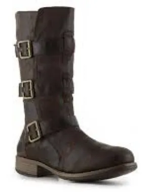 Ruff Hewn Maya Dark Brown Faux Suede‎ Moto Boots Size 8 A37 thumbnail 1