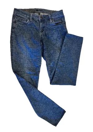 Kut from the Kloth Womens Diana Skinny Jeans Size 2 Blue‎ Floral Stretch Denim thumbnail 1
