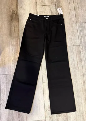 WeWoreWhat Straight Leg Mid Rise Black Denim Jeans thumbnail 1