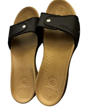CROCS Cobbler Women's Slide Slip On Open Black Tan Size 9 Sandal Shoes thumbnail 1