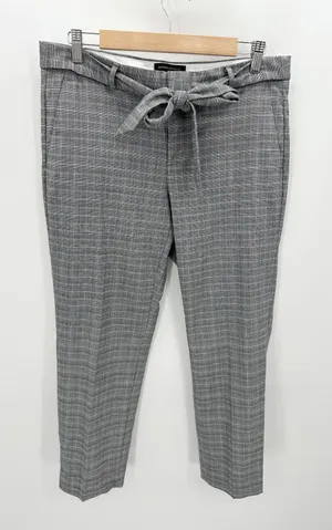 Banana Republic Gray Avery Glen Plaid Tie Waist Tailored Ankle Pant‎ Womens 8 thumbnail 1