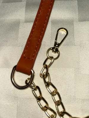 Rust Faux Leather Shoulder Strap with Gold Chains thumbnail 3