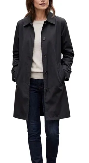 Lucky Brand Vintage Inspired Black Trench Coat Lined Single Breasted M thumbnail 1