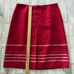 Ann Taylor Loft Red Wool Blend Skirt Stripes Pleated Academic Office Siren Sz 8 thumbnail 6