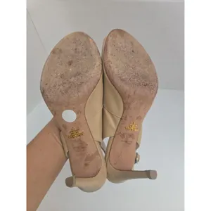 PRADA Womens High Heel Pumps Shoes Beige leather slingback Size EU 38.5 US 8.5 thumbnail 9