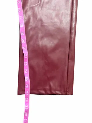 Lulus Vegan Leather High Rise Straight Leg Cropped Burgundy Pants Size Small thumbnail 6