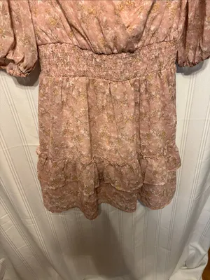 Le Lis Dusty Rose Floral V-Neck Ruffle Mini Dress thumbnail 2