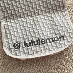 NEW Lululemon Small Reusable Tote Bag Tan Beige Pattern Snap Closure thumbnail 2