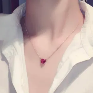14K Rose Gold Plated Crystal Love Heart Pendant Necklace for Women thumbnail 5