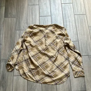 Lauren Ralph Lauren Tan and Brown Plaid Button Down Shirt thumbnail 4