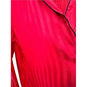 House of Harlow 1960 Red Satin Shadow Stripe Pajama Set Large Button Down Pants thumbnail 4