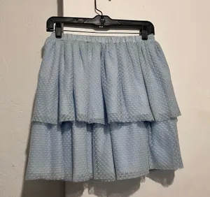 Hill House The Clara Tulle Tiered Dotted Mini Skirt Powder Blue Women Small thumbnail 1