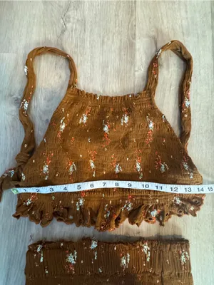Free People Miss Louise Set Smocked Rust Floral Sz XS thumbnail 9