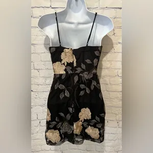 Lulus Elston Black Floral Embroidered Bodycon Dress Size Small thumbnail 3