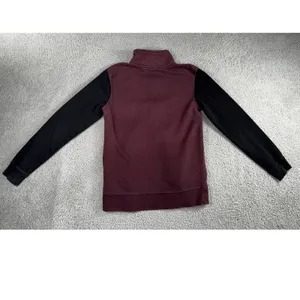 Nike Quarter Zip Pullover Women S Burgundy Black Colorblock‎ Fleece Mock Neck thumbnail 3