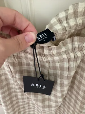 ABLE Gingham Tie Smocked Top Size 1X NWT thumbnail 3