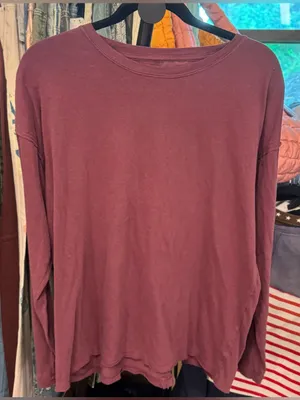 NWOT Free People We The Free Nina Long-Sleeve Tee - maroon wine - XS thumbnail 6