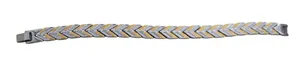 Magnetic Therapy Bracelet Unisex 8in Chevron V-Link Silver Gold Two-Tone EUC thumbnail 1