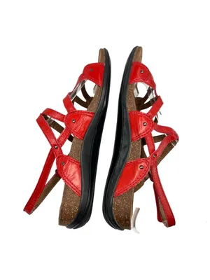 Dansko Jolie Red Leather Strappy Sandals Size 37 EU 6.5-7 US Comfort Resortwear thumbnail 4