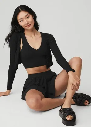 Black XS cropped whisper cardigan NWT Sold Out thumbnail 3
