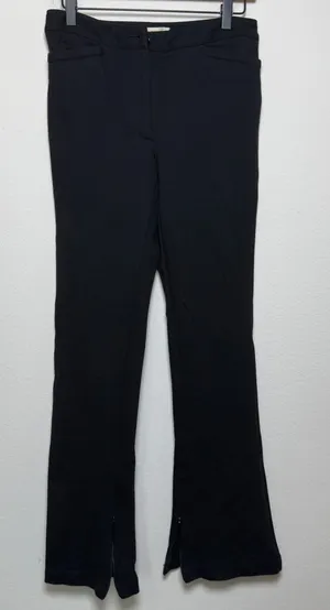 Maeve Women Pants 4 Black Anthropologie Slim Leg Flare Ankle Zip Trousers‎ thumbnail 1