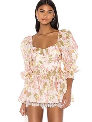 For Love And Lemons Rose Madame Brocade Romper thumbnail 1
