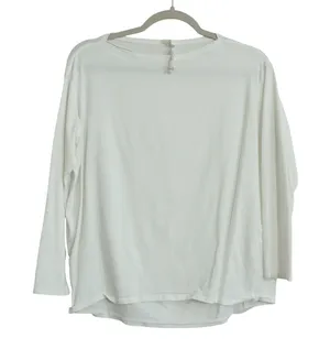 Lululemon Back In Action Long Sleeve Shirt White Pima Cotton Size 4‎ Boat Neck thumbnail 1